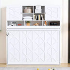 Queen Size Murphy Bed Foldable Bed Space-saving Wall Bed with Storage Shelves, White - ModernLuxe