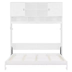 Queen Size Murphy Bed Foldable Bed Space-saving Wall Bed with Storage Shelves, White - ModernLuxe