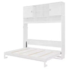 Queen Size Murphy Bed Foldable Bed Space-saving Wall Bed with Storage Shelves, White - ModernLuxe