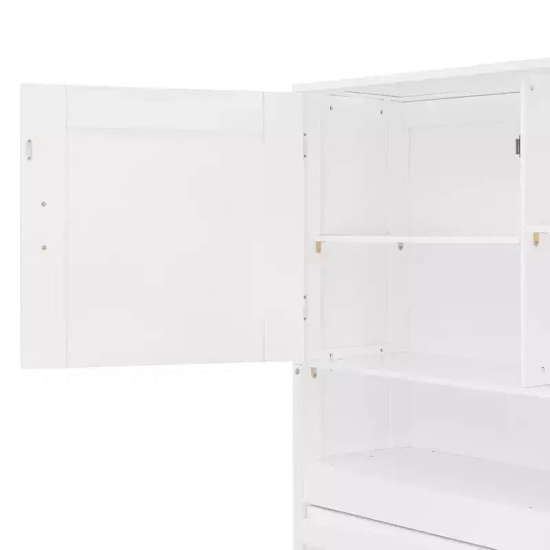 Queen Size Murphy Bed Foldable Bed Space-saving Wall Bed with Storage Shelves, White - ModernLuxe