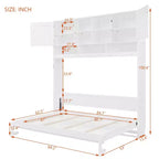 Queen Size Murphy Bed Foldable Bed Space-saving Wall Bed with Storage Shelves, White - ModernLuxe