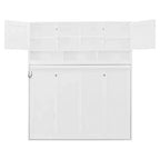 Queen Size Murphy Bed Foldable Bed Space-saving Wall Bed with Storage Shelves, White - ModernLuxe