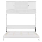 Queen Size Murphy Bed Foldable Bed Space-saving Wall Bed with Storage Shelves, White - ModernLuxe