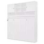 Queen Size Murphy Bed Foldable Bed Space-saving Wall Bed with Storage Shelves, White - ModernLuxe