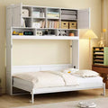 Queen Size Murphy Bed Foldable Bed Space-saving Wall Bed with Storage Shelves, White - ModernLuxe