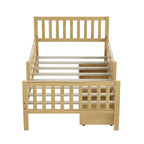 Merax Classic Solid Wood Platform Bed with Dual Guardrails & Two Underbed Storage Drawers