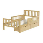 Merax Classic Solid Wood Platform Bed with Dual Guardrails & Two Underbed Storage Drawers