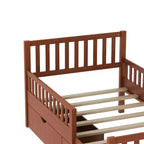 Merax Classic Solid Wood Platform Bed with Dual Guardrails & Two Underbed Storage Drawers