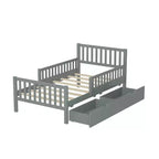 Merax Classic Solid Wood Platform Bed with Dual Guardrails & Two Underbed Storage Drawers