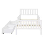 Merax Classic Solid Wood Platform Bed with Dual Guardrails & Two Underbed Storage Drawers