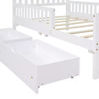 Merax Classic Solid Wood Platform Bed with Dual Guardrails & Two Underbed Storage Drawers
