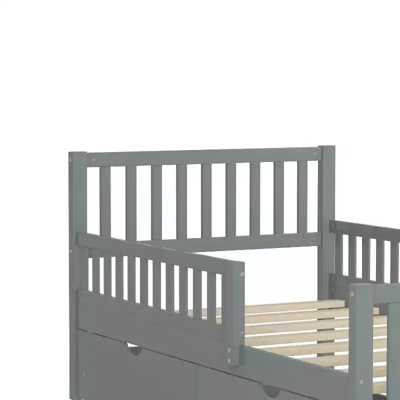 Merax Classic Solid Wood Platform Bed with Dual Guardrails & Two Underbed Storage Drawers