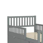 Merax Classic Solid Wood Platform Bed with Dual Guardrails & Two Underbed Storage Drawers