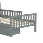 Merax Classic Solid Wood Platform Bed with Dual Guardrails & Two Underbed Storage Drawers