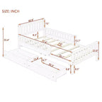 Merax Classic Solid Wood Platform Bed with Dual Guardrails & Two Underbed Storage Drawers