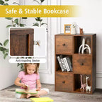 Costway 6-Cube Bookcase Storage Organizer with 3 Open Cubes 3 Drawers for Home Office White/Brown