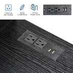 Karl Home 44 Black Office Desk with Cabinet & 3 Drawers Computer Desk Power Outlet and USB Ports