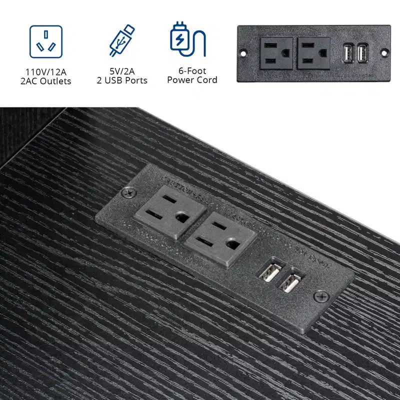 Karl Home 44 Black Office Desk with Cabinet & 3 Drawers Computer Desk Power Outlet and USB Ports