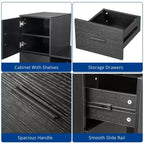 Karl Home 44 Black Office Desk with Cabinet & 3 Drawers Computer Desk Power Outlet and USB Ports