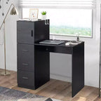 Karl Home 44 Black Office Desk with Cabinet & 3 Drawers Computer Desk Power Outlet and USB Ports