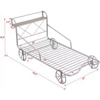 Acekool Twin Size Car Bed for Kids with Wheels, Metal Slat Support, Guard Rails, Storage Shelf, Red Race Car Design