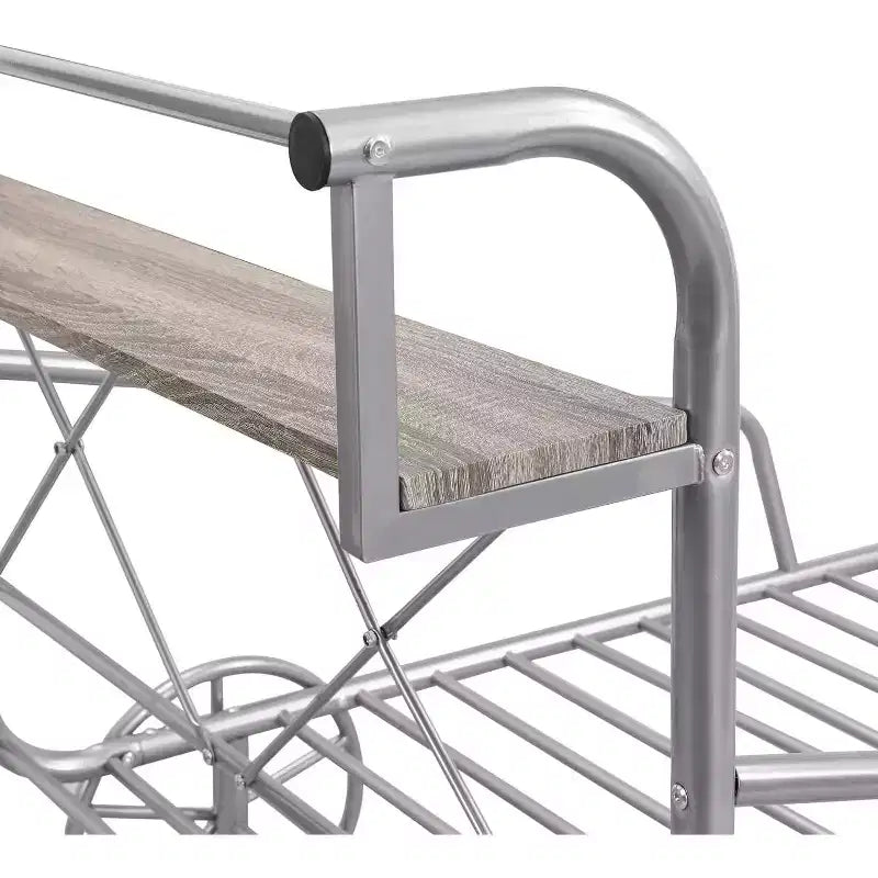 Acekool Twin Size Car Bed for Kids with Wheels, Metal Slat Support, Guard Rails, Storage Shelf, Red Race Car Design