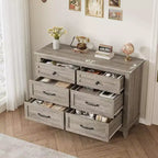6 Drawer Dresser for Bedroom, 47 Wide Storage Chest, Modern Wooden Closet Organizer for Living Room, Entryway