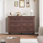 6 Drawer Dresser for Bedroom, 47 Wide Storage Chest, Modern Wooden Closet Organizer for Living Room, Entryway