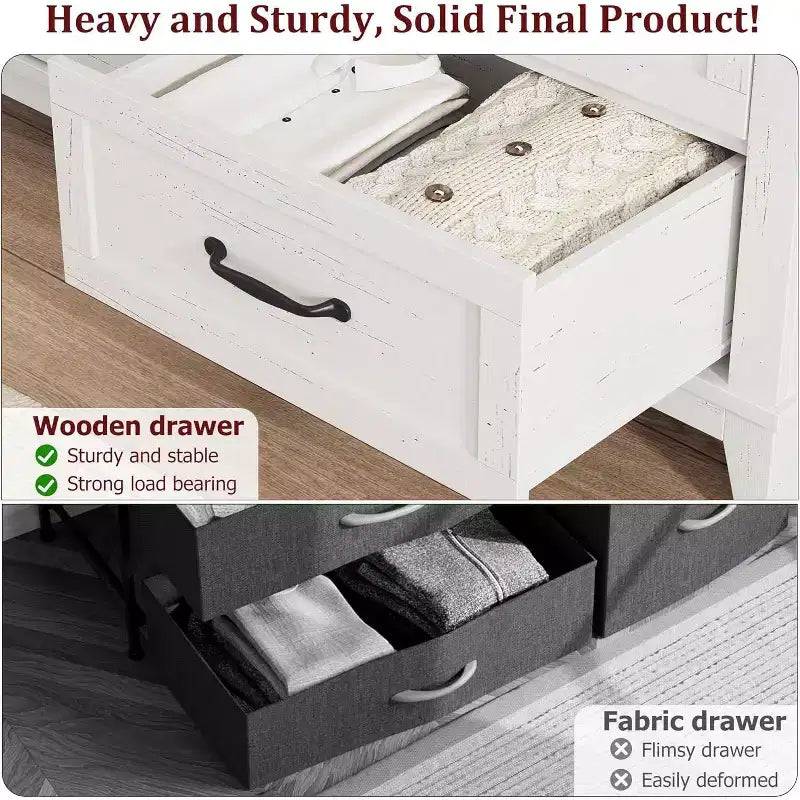 6 Drawer Dresser for Bedroom, 47 Wide Storage Chest, Modern Wooden Closet Organizer for Living Room, Entryway