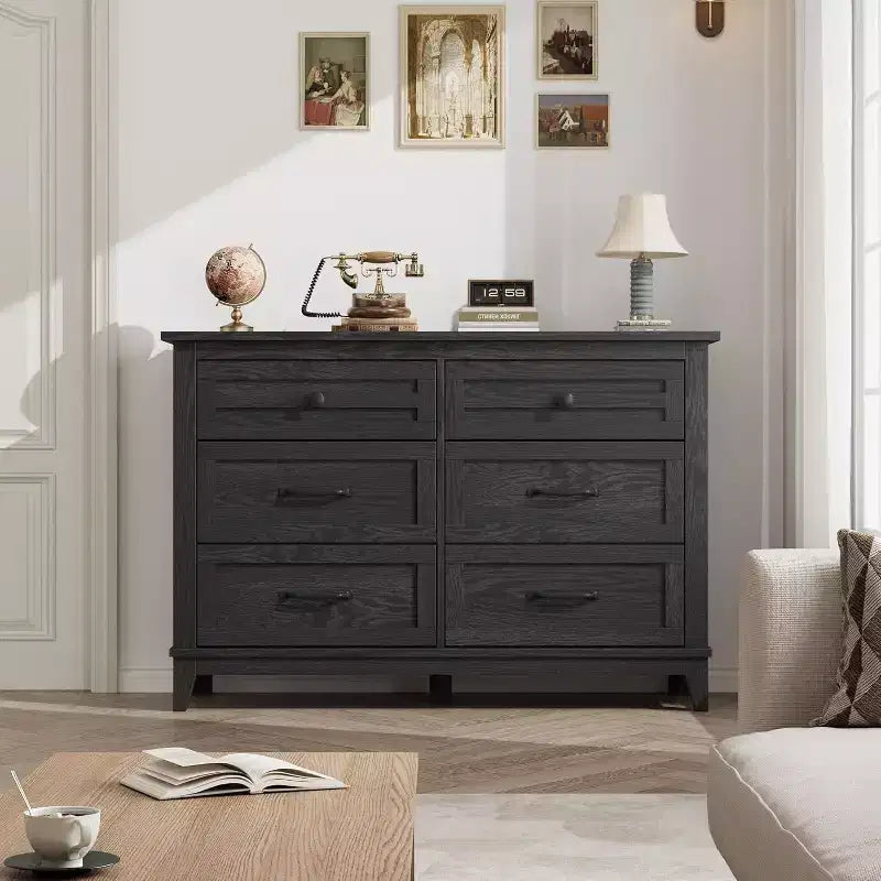 6 Drawer Dresser for Bedroom, 47 Wide Storage Chest, Modern Wooden Closet Organizer for Living Room, Entryway