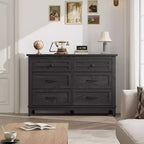 6 Drawer Dresser for Bedroom, 47 Wide Storage Chest, Modern Wooden Closet Organizer for Living Room, Entryway