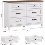 6 Drawer Dresser for Bedroom, 47 Wide Storage Chest, Modern Wooden Closet Organizer for Living Room, Entryway