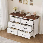 6 Drawer Dresser for Bedroom, 47 Wide Storage Chest, Modern Wooden Closet Organizer for Living Room, Entryway