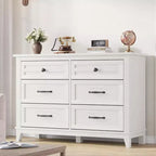 6 Drawer Dresser for Bedroom, 47 Wide Storage Chest, Modern Wooden Closet Organizer for Living Room, Entryway
