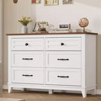 6 Drawer Dresser for Bedroom, 47 Wide Storage Chest, Modern Wooden Closet Organizer for Living Room, Entryway