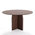 PexFix 52 x 52 Solid Wood Round Dining Table with Walnut Finish and Elegant Arched Legs for Modern Dining Rooms & Kitchens