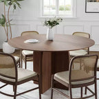 PexFix 52 x 52 Solid Wood Round Dining Table with Walnut Finish and Elegant Arched Legs for Modern Dining Rooms & Kitchens