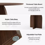 PexFix 52 x 52 Solid Wood Round Dining Table with Walnut Finish and Elegant Arched Legs for Modern Dining Rooms & Kitchens