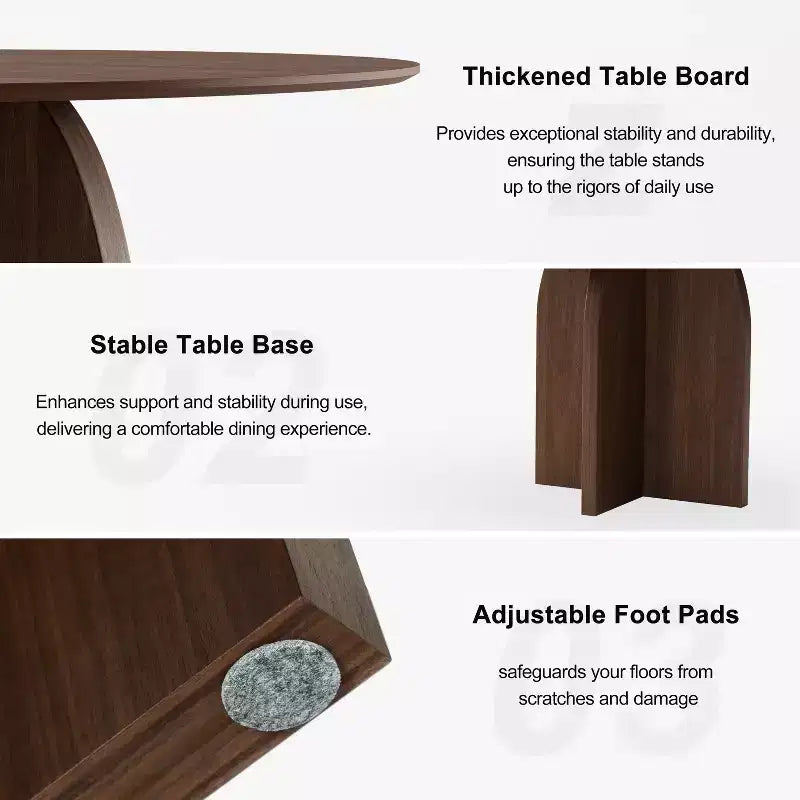 PexFix 52 x 52 Solid Wood Round Dining Table with Walnut Finish and Elegant Arched Legs for Modern Dining Rooms & Kitchens
