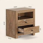 Lantine Farmhouse Nightstand with 2 Storage Drawers, Rustic Night Stand Bed Side Table for Bedroom, End Table for Small Places, Brown
