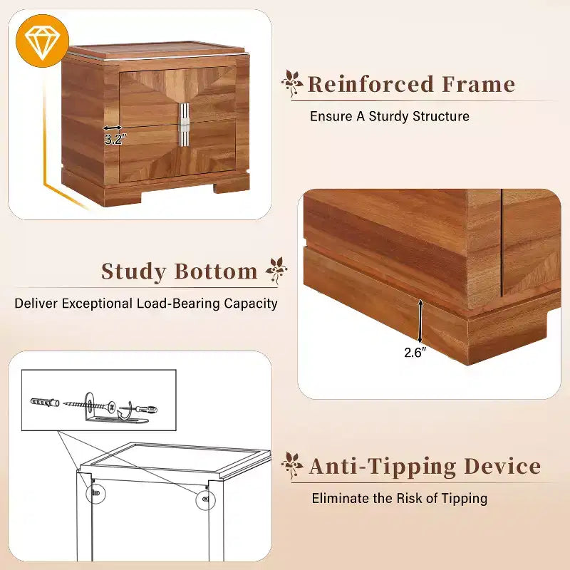 Christopher Knight Home Gruthal Mid-Century Modern Wooden Nightstand with 2 Drawers (Set of 2)
