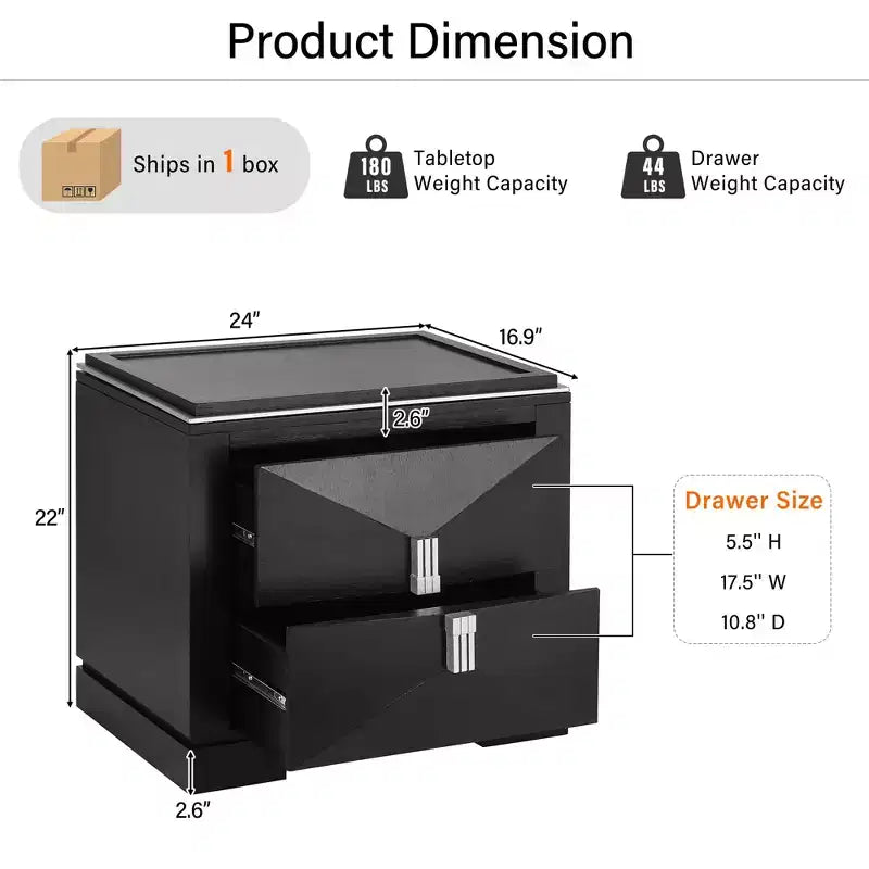 Christopher Knight Home Gruthal Mid-Century Modern Wooden Nightstand with 2 Drawers (Set of 2)