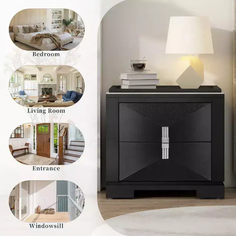 Christopher Knight Home Gruthal Mid-Century Modern Wooden Nightstand with 2 Drawers (Set of 2)