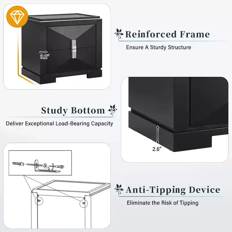 Christopher Knight Home Gruthal Mid-Century Modern Wooden Nightstand with 2 Drawers (Set of 2)