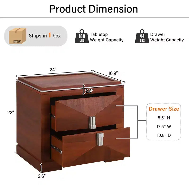 Christopher Knight Home Gruthal Mid-Century Modern Wooden Nightstand with 2 Drawers (Set of 2)