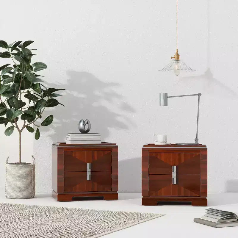Christopher Knight Home Gruthal Mid-Century Modern Wooden Nightstand with 2 Drawers (Set of 2)