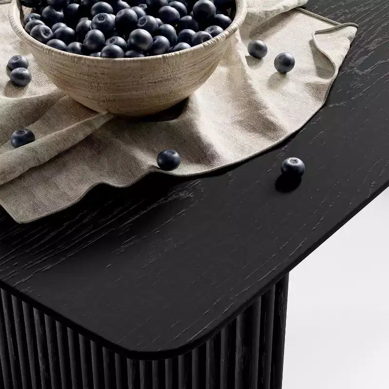 PexFix 79 x 33.5 Solid Wood Dining Table Modern Kitchen Table for 6-8 Farmhouse Style with Solid Wave Legs for Living Room Kitchen Home Office Black
