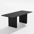 PexFix 79 x 33.5 Solid Wood Dining Table Modern Kitchen Table for 6-8 Farmhouse Style with Solid Wave Legs for Living Room Kitchen Home Office Black