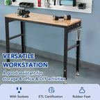 Acekool 60x20 Adjustable Workbench, 2000lbs Load, Height Adjustable, Power Outlet, Locking Wheels, Hooks, for Garage Workshop