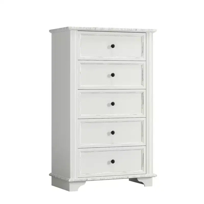 Karl Home 5-Drawer White MDF (Medium-Density Fiberboard) 28.74in. W Chest of Drawer